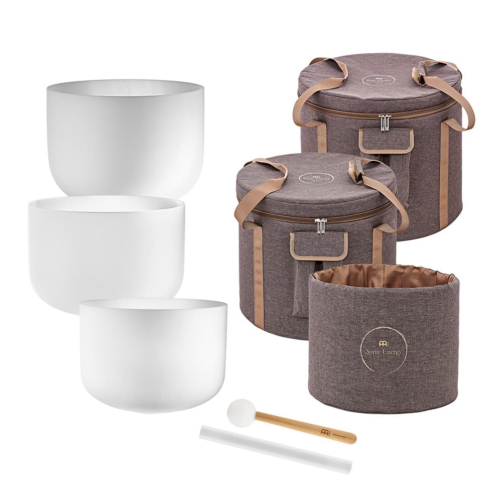 3-piece Crystal Singing Bowl Set, C3 / E3 / G3, 440 Hz