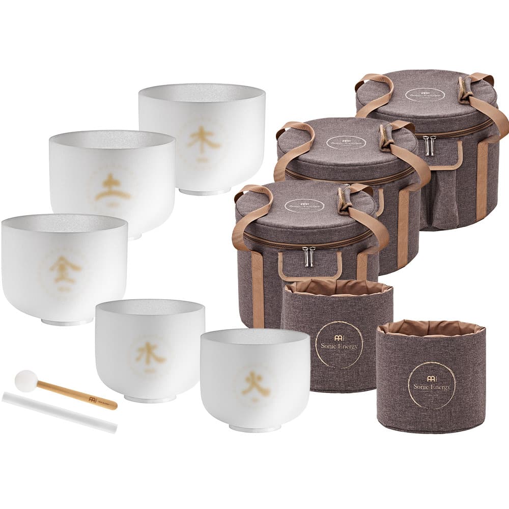 5-piece TCM Crystal Singing Bowl Elements Set